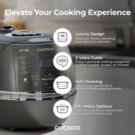 CUCKOO ELECTRONICS - Cuckoo 6 Cup Multifunctional Induction Heating Pressure Rice Cooker & Warmer CRP-DHSR0609FD - Dark Gray