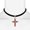 Orange, variant on 1928 Jewelry Black Velvet Choker With Crystal Accent Cross Necklace For Women 12" + 5" Extender, Orange