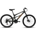 thumbnail image 3 of 26 Inch Mountain Bike, Dual Full Suspension 21-Speed Disc Brakes Thumb Shifter, Carbon Steel Frame Mountain Bike, Mens Womens Trail Commuter City Bicycles, 3 of 9