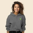 thumbnail image 3 of Dalix Alien Embroidered Fleece Cropped Hoodie Cold Fall Winter Women in Deep Heather S Small, 3 of 5