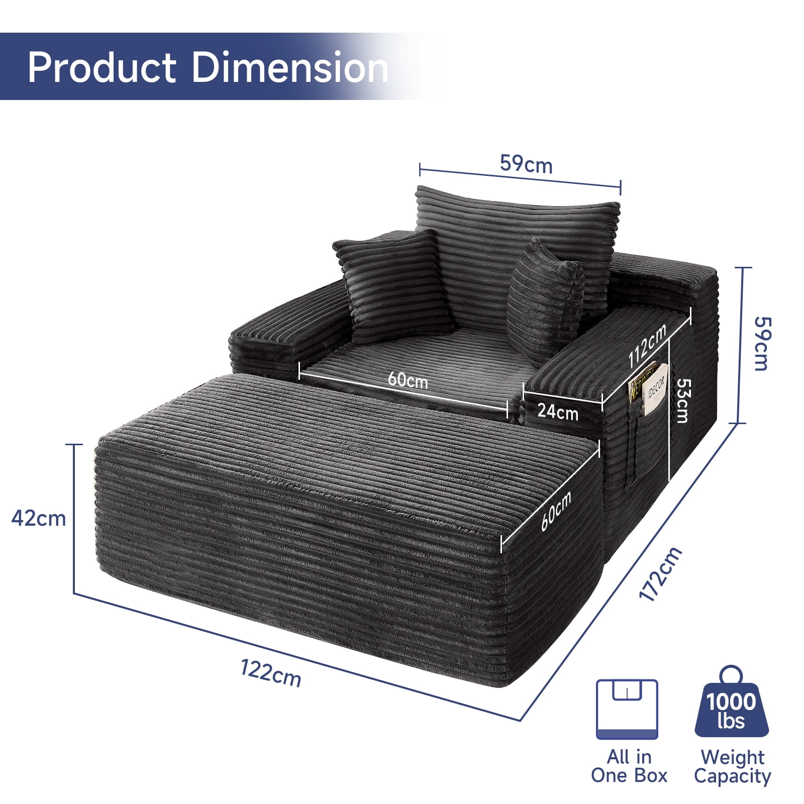 Z-HOM Folding Sofa Bed, Twin Size Floor Couch with Memory Foam