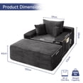 thumbnail image 4 of Z-hom Chaise Lounge Indoor with Ottoman, Boneless Corduroy Sleeper Sofa Bed, Cloud Couch Chair with Side Pockets & 2 Pillows for Living Room, No Assembly Required, 4 of 8