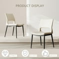 thumbnail image 2 of Hassch Minimalist Upholstered Dining Chairs 2 Pack, White Faux Leather Accent Side Chairs with Sturdy Black Metal Frame, for Kitchen, Living/Dining Room, 2 of 8
