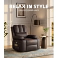 thumbnail image 3 of Garvee Oversized 27 inch Electric Recliner, with Heat and Massage, 360° Swivel Faux, Coffee, 3 of 8