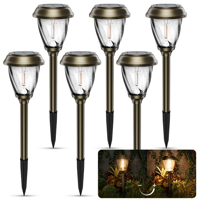 Luces solares para sendero XMCOSY+ de 6 unidades, impermeables, blanco cálido