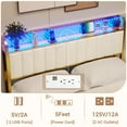 Queen Bed Frame, LED Bed Frame with Storage Headboard, USB Ports