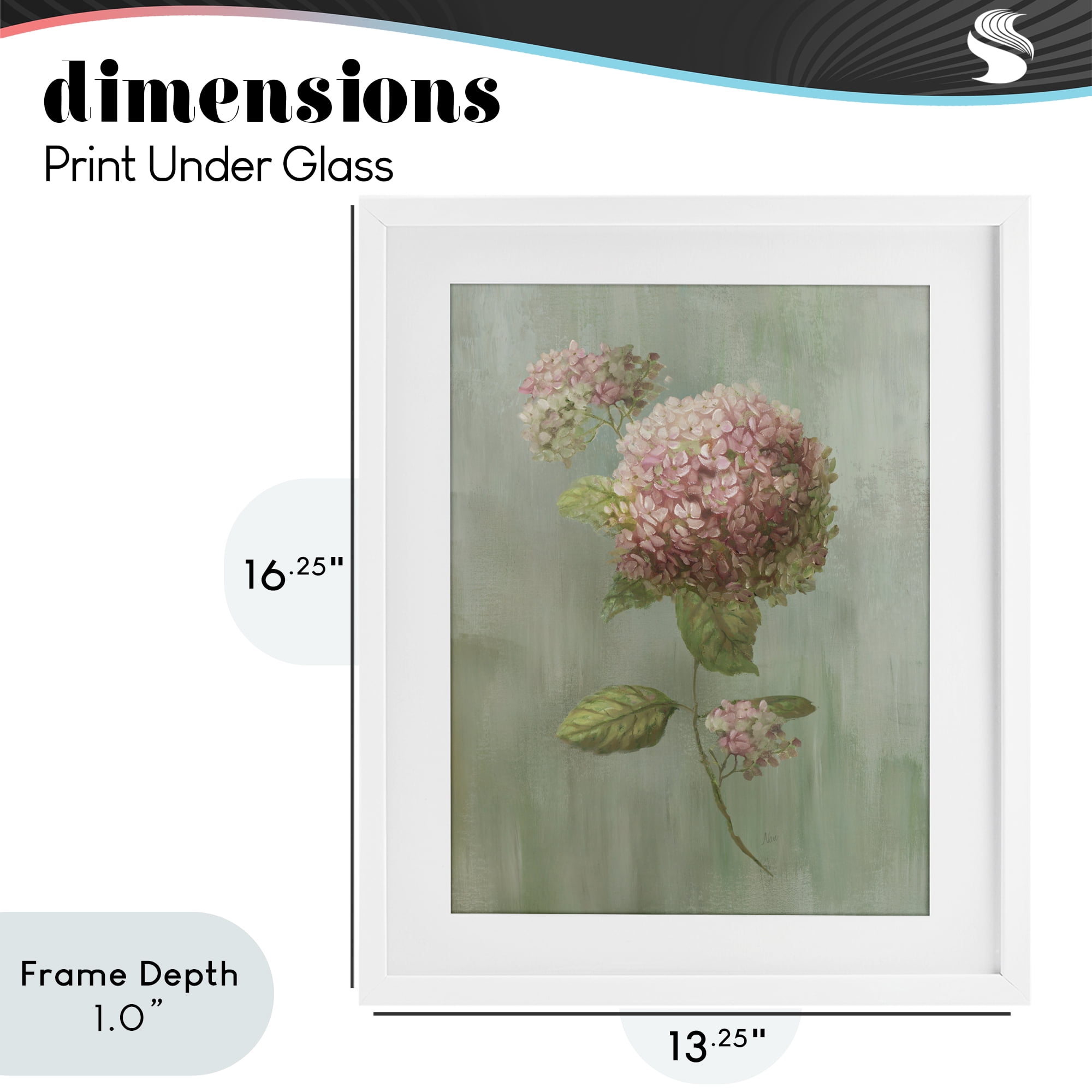 Stupell Industries Single Hydrangea Bushel White Framed Print Under Glass, design by Nan