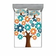 thumbnail image 2 of Ambesonne Colorful Fitted Sheet & Pillow Sham Set, Innovation Gears Tree, Twin, Multicolor, 2 of 3