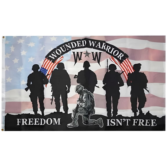 Wounded Warrior WW Freedom Isn't Free 3x5 3'x5' Polyester Flag Banner F1335 (EE)