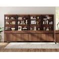 thumbnail image 2 of WAMPAT 4-Piece Modern 72" Tall Library Bookcases with Metal Base & Adjustable Shelves, Wood Bookshelves with Storage Cabinet & Open Shelves for Home Office & Living Room, Brown, 2 of 7
