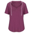 thumbnail image 3 of Timegard Womens Tops V Neck Short Sleeve Drawstring Hoodies Pullover Tee Comfy Summer Casual Tunic Tops, 3 of 5