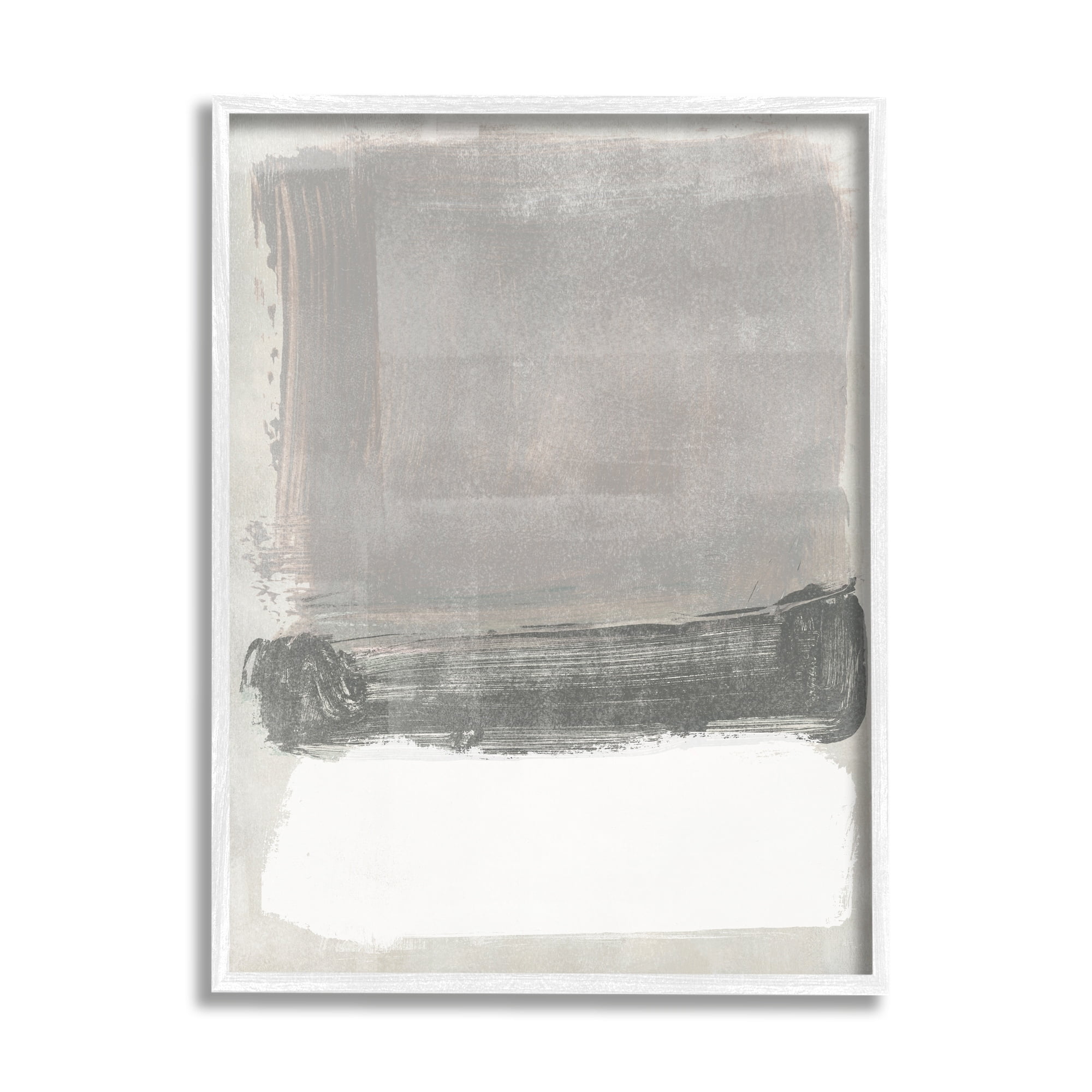 Stupell Industries Blocked Neutral Tones Abstract Brushstrokes Shapes Painting White Framed Art Print Wall Art, Design by Jennifer Paxton Parker