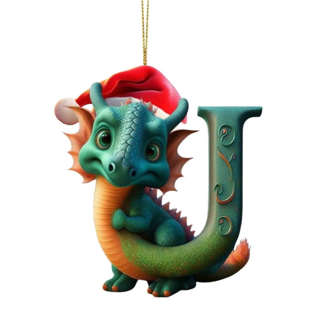 Colgante navideño con letras de dinosaurio para bebé, acrílico, plano, para árbol de Navidad, decoración del hogar