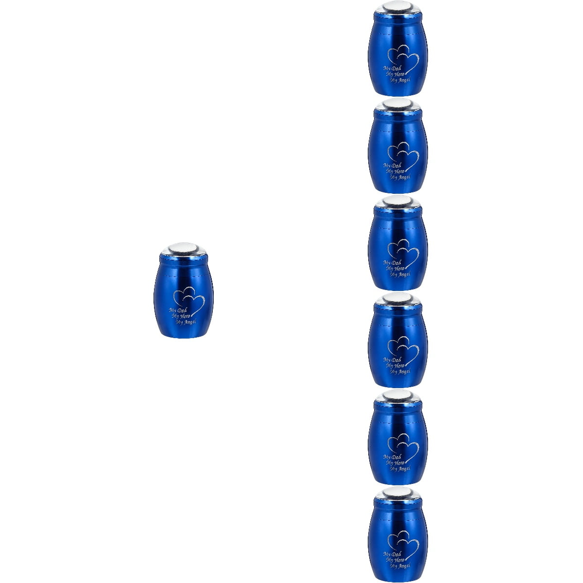 HOOWIFFY Stainless Steel Urn Blue 7Pcs 1x1x1.8in Pet Long-term Use