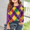 thumbnail image 6 of Abcomgle Mardi Gras T-Shirts for Girls Carnival New Orleans Shirts for Kids Crewneck Long Sleeve Tshirts for Girls Parade Funny Holiday Top for Girls,6-7Years,Yellow, 6 of 6