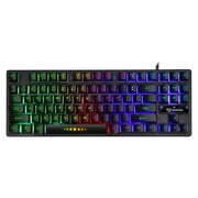 GK-10 USB Wired Keyboard Gaming Keyboard 87 Keys Colorful Backlight Keyboard Ergonomic Gaming Keyboard Black