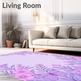 thumbnail image 2 of ODIKA 6'x9' Machine Washable Non-Slip Area Rug, Enchanted Garden Tree Skirt with Springtime Blossom Motifs High Traffic Rug, Pink, 631855, 2 of 7