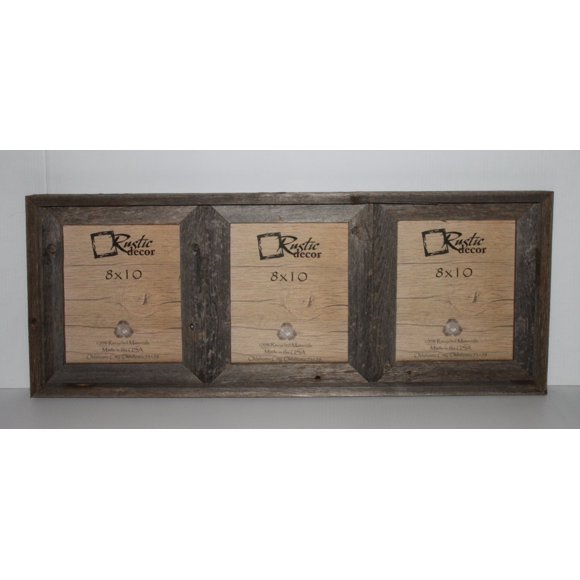 Cadre Photo Collage en Bois de Grange Rustic Récupéré 8x10-2,5 Pouces de Large - Contient 3 Photos
