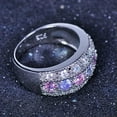 thumbnail image 6 of Women's Pink&Purple White AAA CZ Band 925 Silver Engagement Wedding Ring Sz 6-10, 6 of 6