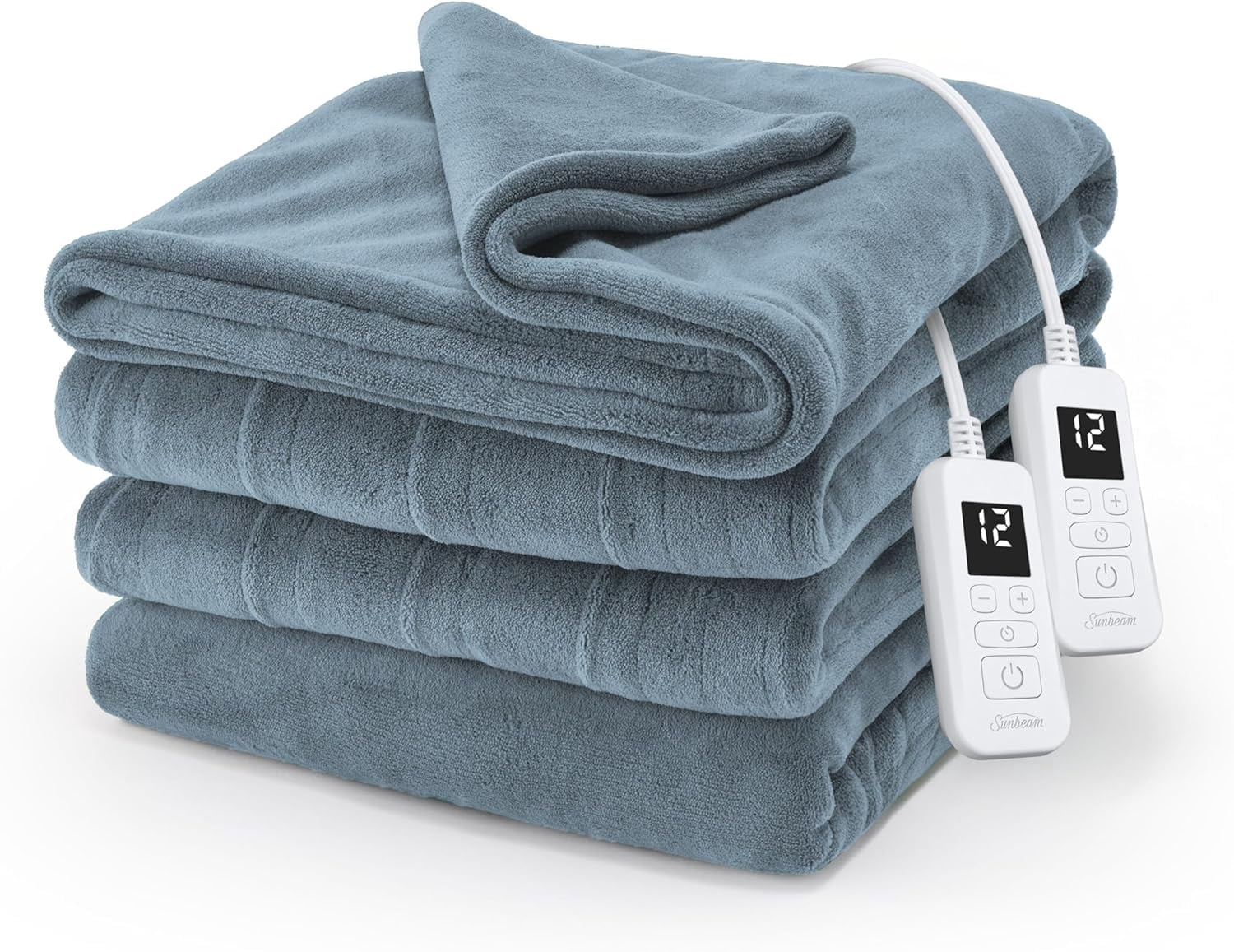 Sunbeam Electric Heated Throw Blanket Black Plaid Microplush 4