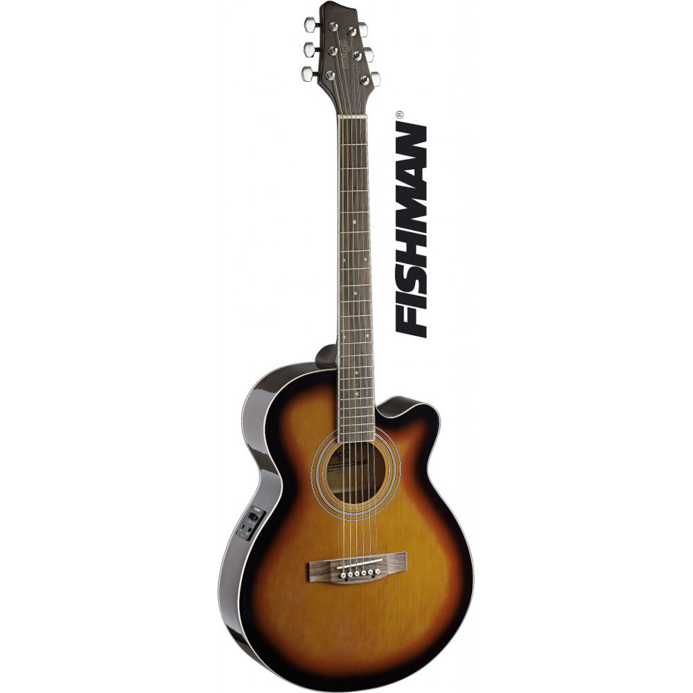 Stagg SA40MJCFIBS Mini Jumbo Cutaway AcousticElectric Concert Guitar