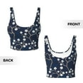 thumbnail image 5 of Haiem Cherry Blossoms on Navy Background Pattern Womens Sports Bra - U Neck Padded Low Impact Yoga Bra Workout Crop Top Gym Moisture-Wicking Workout Vest -, 5 of 9