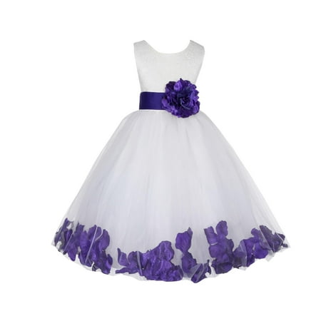 

Ekidsbridal Lace Top Floral Petals Ivory Flower Girl Dress Tulle Weddings Summer Easter Dress Special Occasions Pageant Toddler Girl s Clothing Holiday Bridal Baptism Princess Birthday 165T