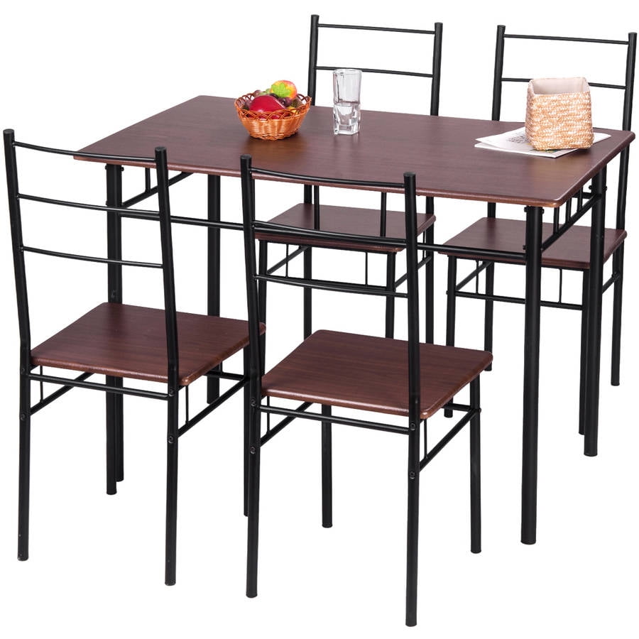 Harper & Bright Designs 5Piece Wood and Metal Dining Set Table and 4