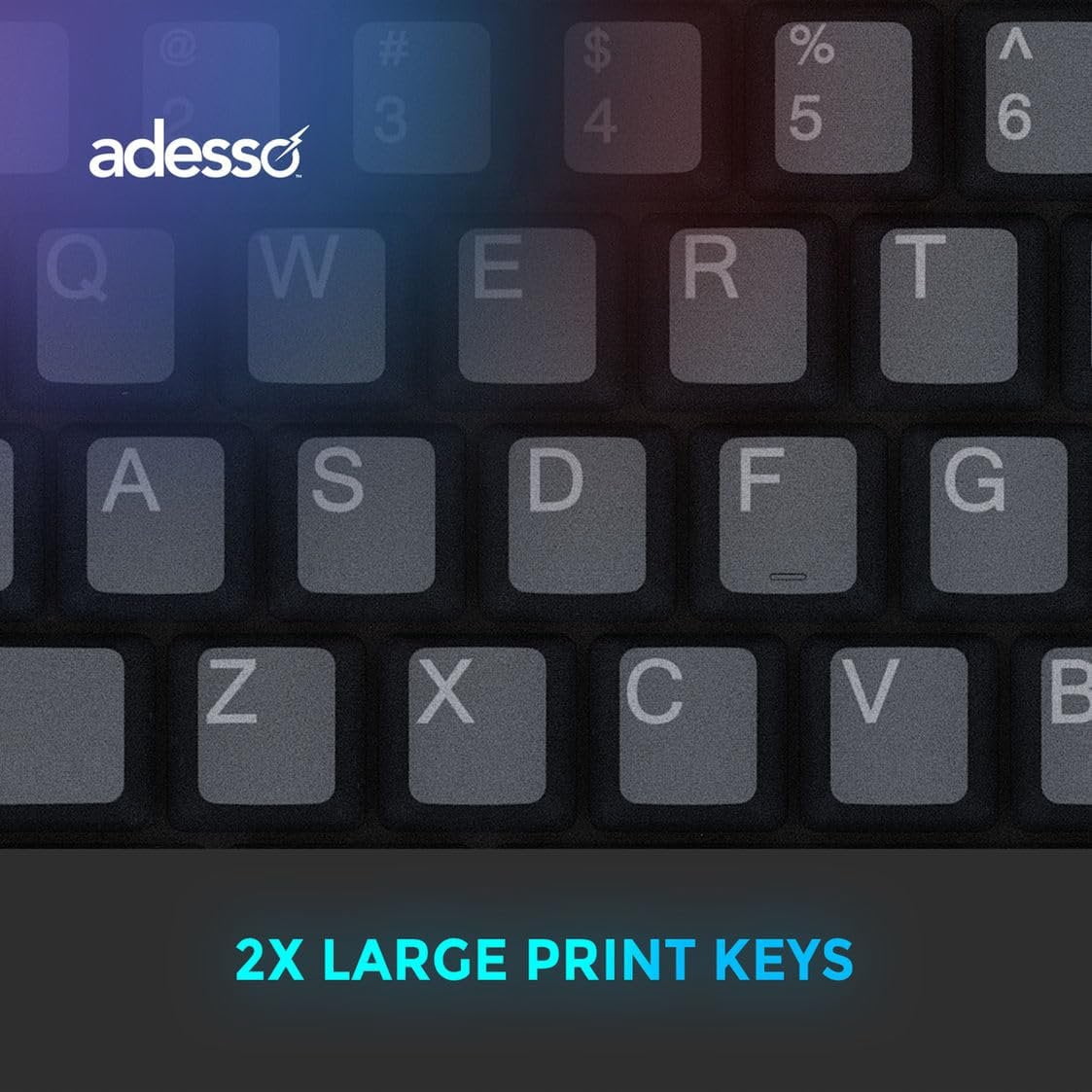 Adesso EasyTouch 130SB Wired Mechanical Keyboard with Red Switches, Built-in Smart Card Reader, Copilot AI Hotkey, 2X Large Print Keycaps, 104 Key Full Size for Windows PC