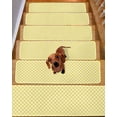 thumbnail image 2 of Yellow White Plaid Stair Treads for Wooden Steps Indoor Runner Rug Carpet, Modern Retro Geometric Checkered 10 Pieces Peel and Stick Staircase Step Treads Covers Washable Throw Door Mats, 30"x8", 2 of 6