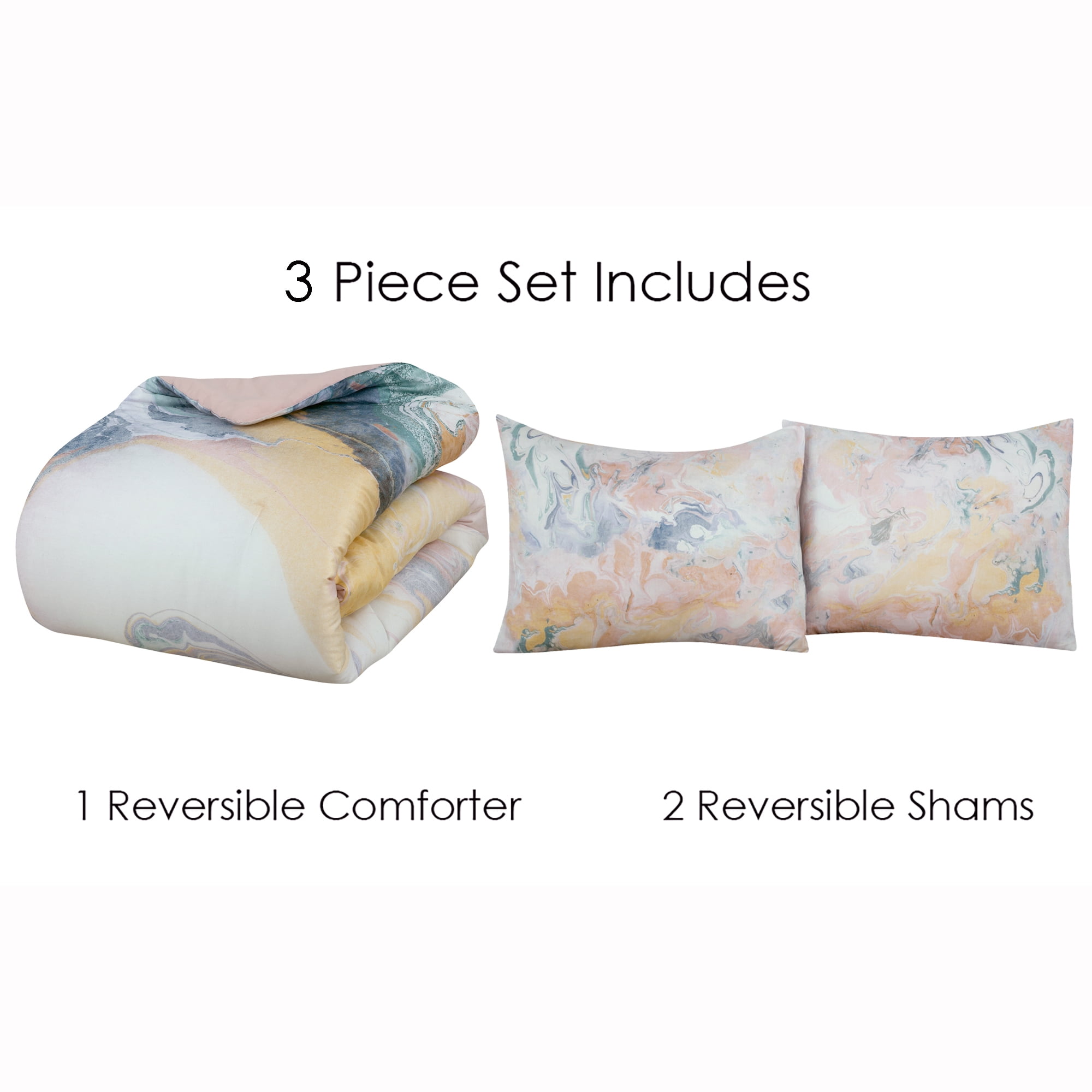 Marble 3 Piece Comforter Set - King