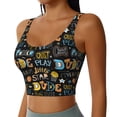 thumbnail image 2 of Vsdgher Basketball Print Women Sleeveless Athletic Tank Top Built-in Bra Camisole Sports Vest for Yoga Running Fitness Exercise with Removable Pads, 2 of 8