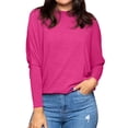 thumbnail image 3 of Women'S Long Sleeve Round Neck Soft Basic Batwing Sleeve Knitted Loose Pullover Autumn Fashion Clothing Rose Red L, 3 of 7