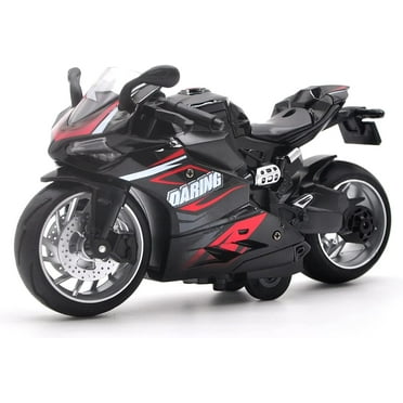 Pull Back Motorcycle Model - 1:12 Scale Toy Motorcycle,Motorcycle Toy with Light and Music Gift for Children Boys and Girls (Black)