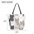 thumbnail image 5 of FORMRS Womens Canvas Tote Bag with Zipper Inner Pocket Shoulder Handbag, Beige Cute Cats, 5 of 7