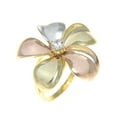 thumbnail image 2 of Solid 14k tricolor gold 23mm single Hawaiian plumeria flower ring size 8.5, 2 of 6