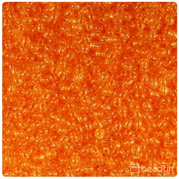 BeadTin Orange Transparent 4mm Round Plastic Beads (1000pcs)