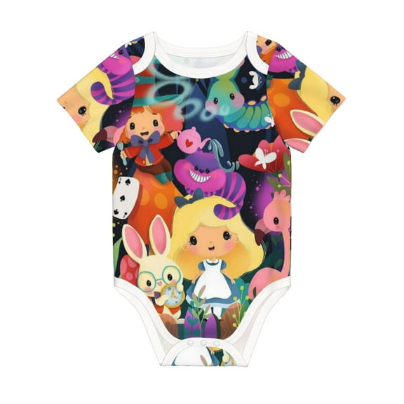 Alice in Wonden-Lan Jumpsuit Newborn Baby Bodysuit Infant Outfit 0-24Months Kids Short Clothes