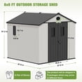 thumbnail image 4 of COOS BAY 8x8ft Outdoor Resin Garden Shed, Plastic Patio Storage Tool Shed with Lockable Door and Window, White/Gray, 4 of 10