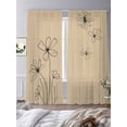 thumbnail image 3 of Black Khaki Sheer Curtains 96 Inch Length 2 Panels Set - Light Filtering Window Treatments, Spring Flora Rod Pocket Semi Curtains for Living Room/Bedroom/Kitchen Décor, 104"W x 96"L, 3 of 7