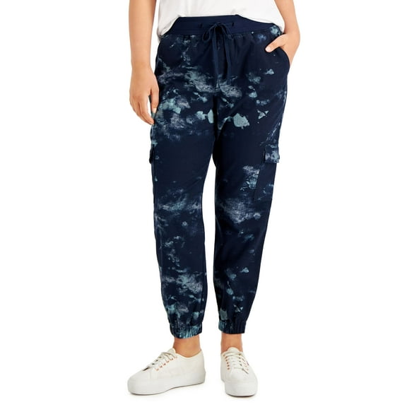 Style & Co Petite Tie Dye Cargo Jogger Pants Industrial Blue PL