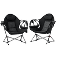 thumbnail image 1 of Outsunny Ensemble de 2 Chaises Hamac de Camping avec Dossier Réglable, Porte-Gobelet, 1 of 10