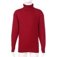 thumbnail image 3 of RUNQHUI Chandail Tricoté à Col Roulé Côtelé Manches Longues pour Garçons et Filles Hiver Chaud Rouge 110, 3 of 7
