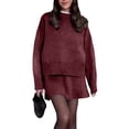 thumbnail image 4 of Siilsaa Womens Sweaters Fall 2024 Oversized Knitted Pullover Sweater Casual Long Sleeve Crewneck Cute Sweaters Red,2XL, 4 of 5