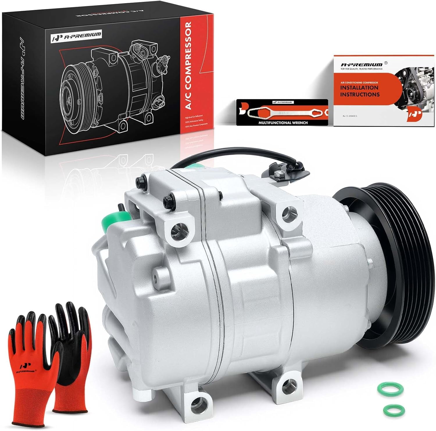 A-Premium AC Compressor with Clutch Compatible with Hyundai Santa Fe Sport 2013-2018 Kia Sorento 2012-2014 L4 2.0L 2.4L