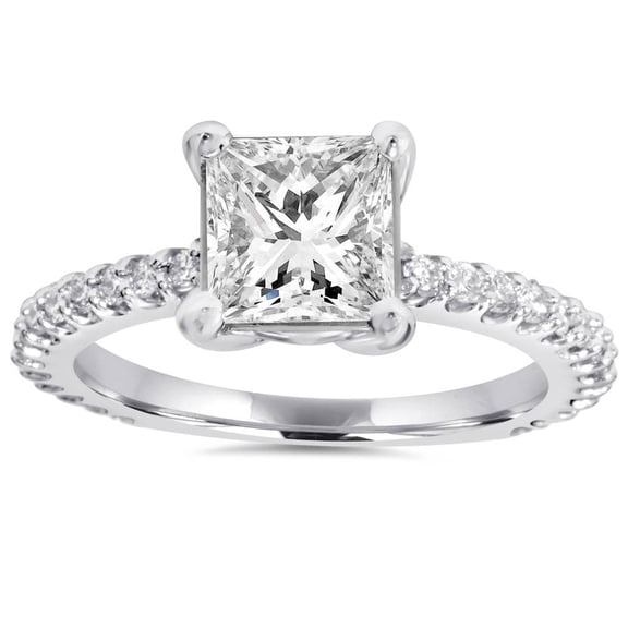 Pompeii Princess Cut Diamond 1 1/3 ct Engagement Ring 14k White Gold (GH,SI)