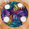 thumbnail image 2 of Colorful Leaf Pattern Round Fitted Tablecloth with Elastic Edge,Dining Table Cover Waterproof,Outdoor Round Tablecloth for Camping,Dining,Indoor and Outdoor, 2 of 7