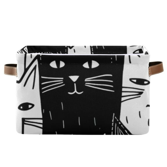 Black and White Cats Storage Bins Baskets With Handles Storage Box Clothes Organizer Organization Toys
