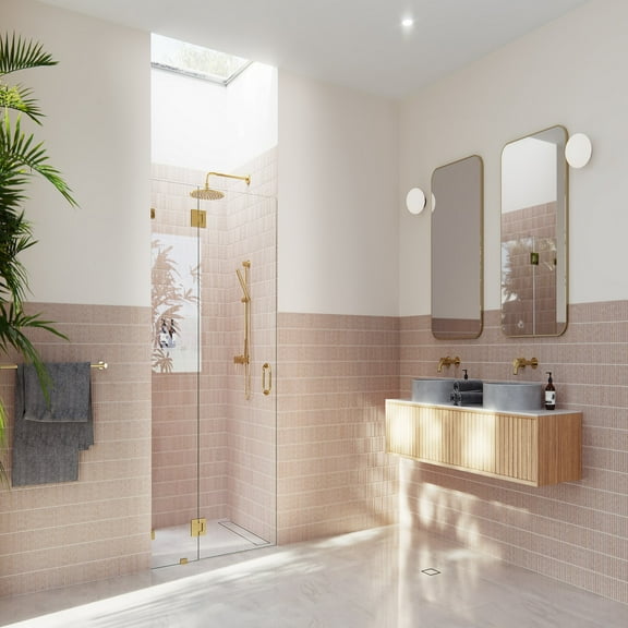 Halo 35 in. x 78 in. Glass Hinged Glass Shower Enclosure