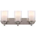 thumbnail image 2 of Kira Home Victoria 24" 3-Light Bathroom Light, Frosted + Seeded Dual Cylinder Glass Shades, Brushed Nickel, 2 of 6